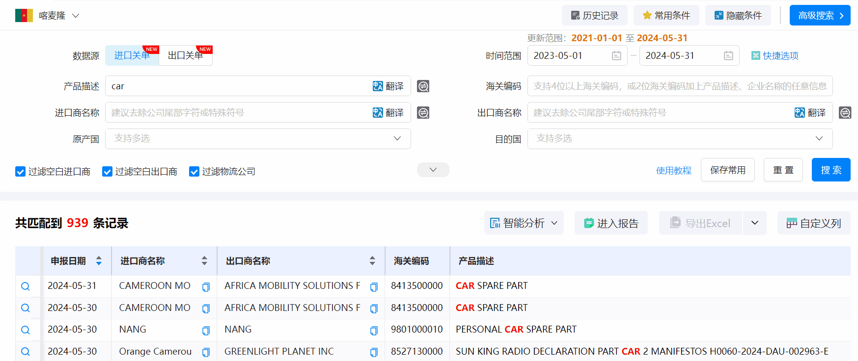 喀麦隆海关数据,海关数据,豪门国际海关数据